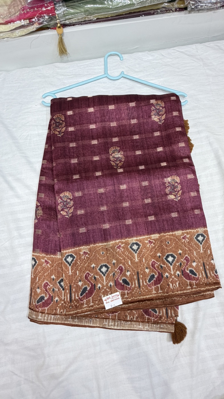 Wine Patola Print Saree with Zari Tassel Pallu
